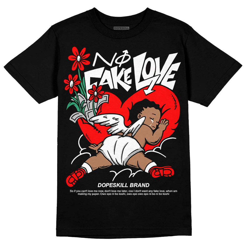 Black and White Collection DopeSkill T-Shirt No Fake Love Graphic