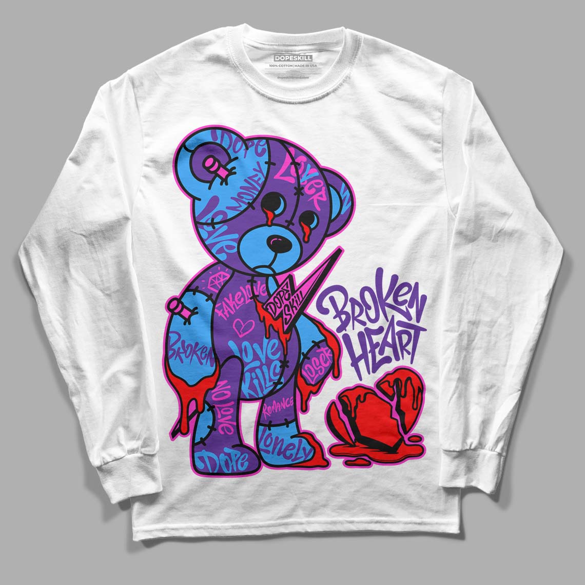 PURPLE Collection DopeSkill Long Sleeve T-Shirt Broken Heart Graphic