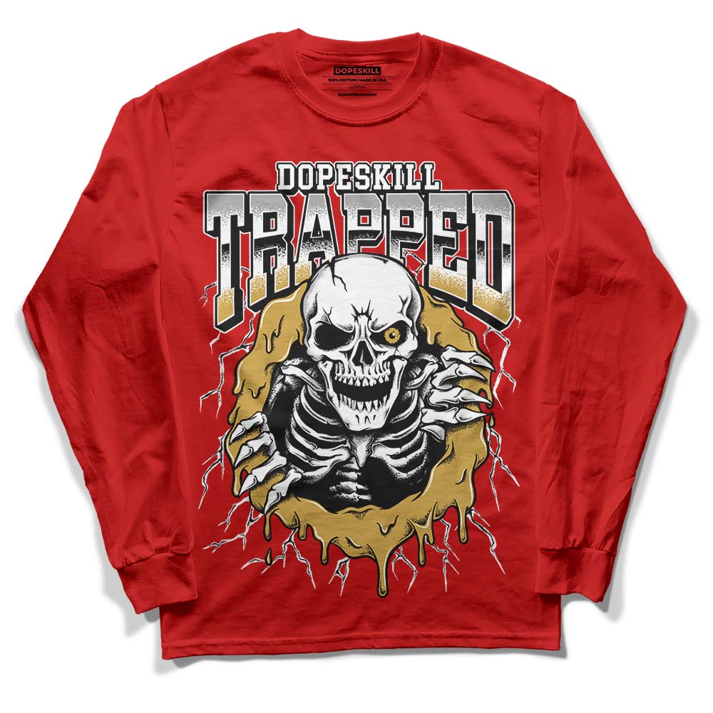 Red Collection DopeSkill Red Long Sleeve T-Shirt Trapped Halloween Graphic