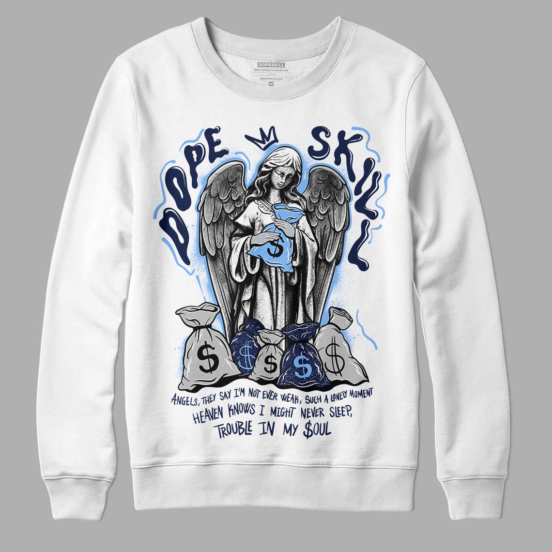 Midnight Navy 5s DopeSkill Sweatshirt Angels Graphic