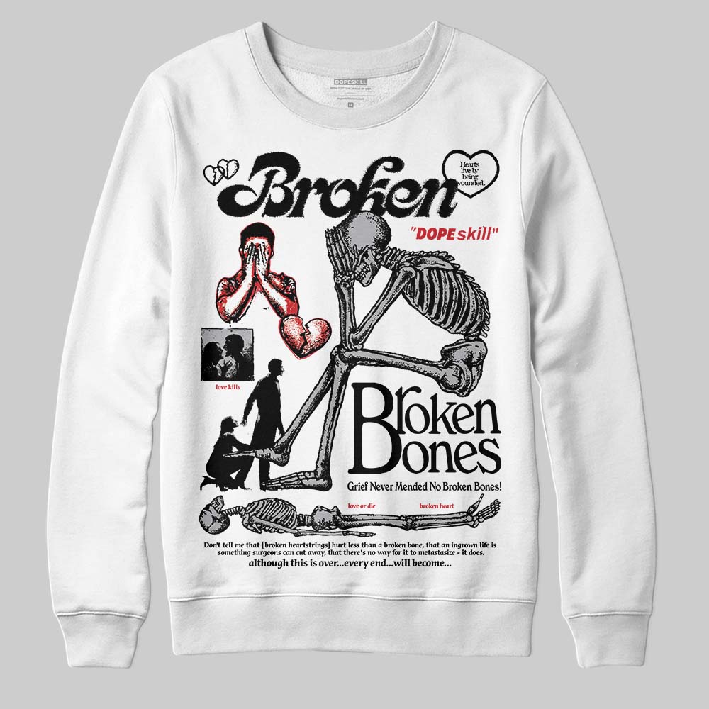 White Cement 4s DopeSkill Sweatshirt Broken Bones Graphic
