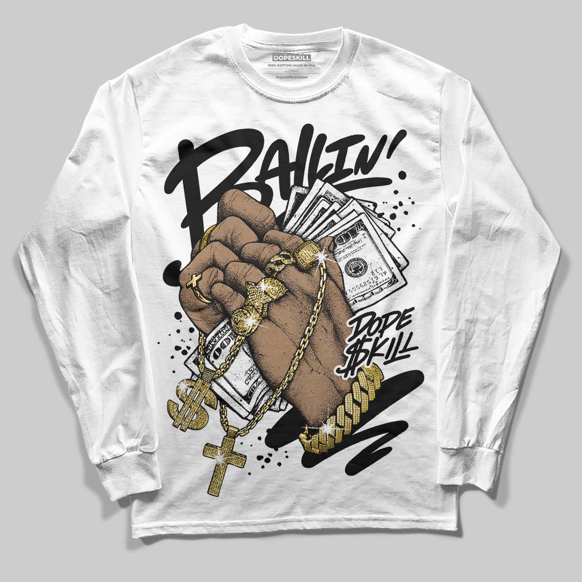 Black and White Collection DopeSkill Long Sleeve T-Shirt Always Ballin' Graphic