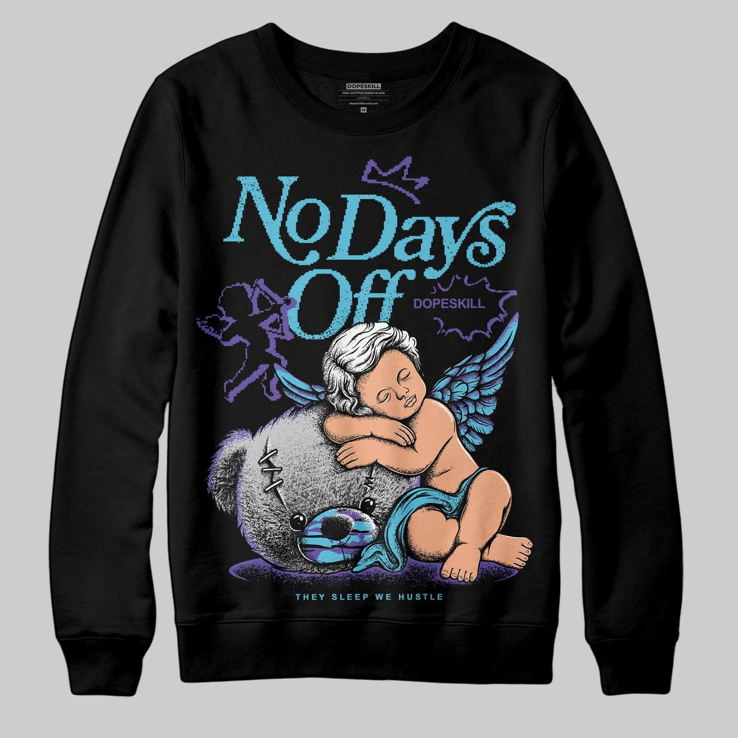 Aqua 8s DopeSkill Sweatshirt New No Days Off Graphic