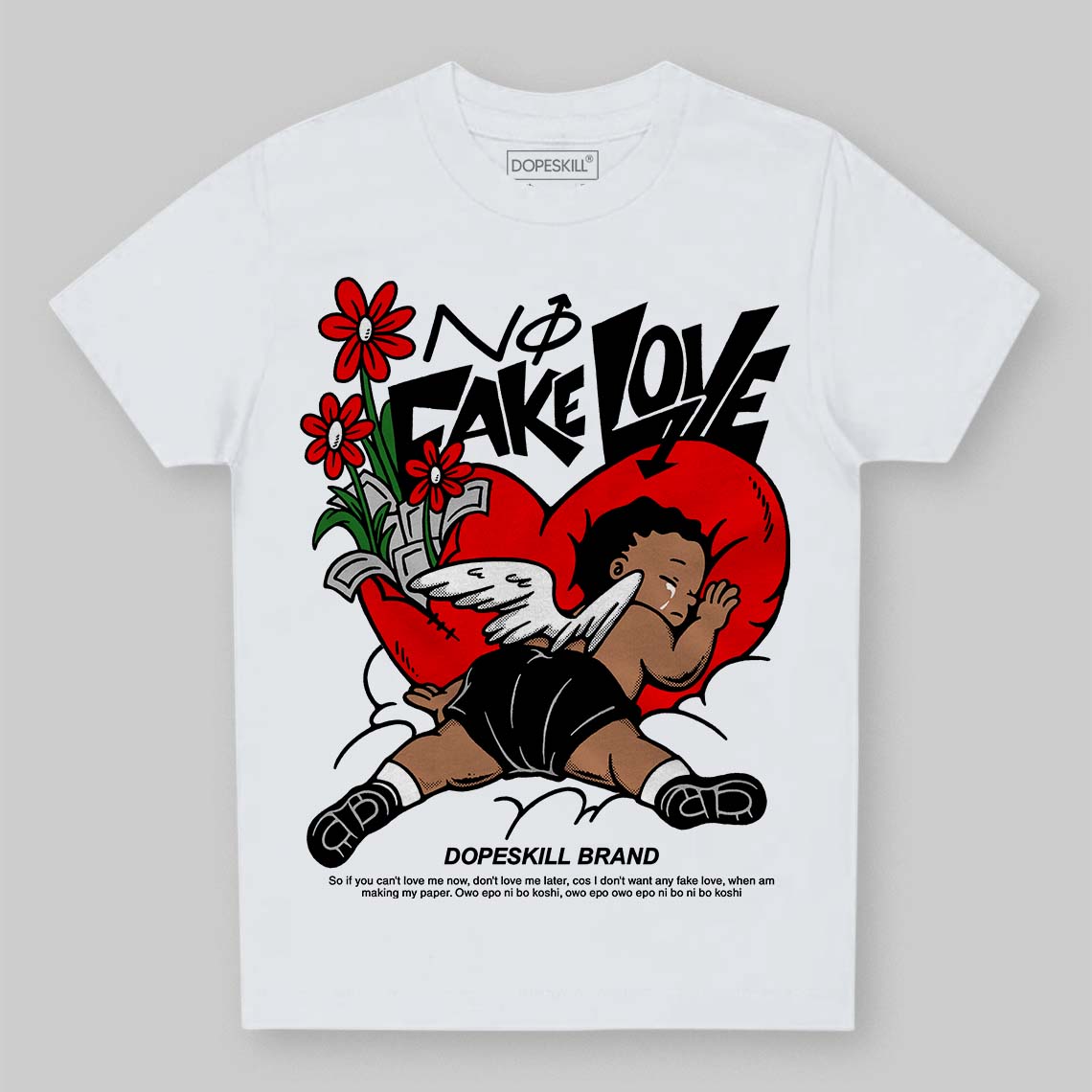 Panda White Black Dunk DopeSkill Toddler Kids T-shirt No Fake Love Graphic