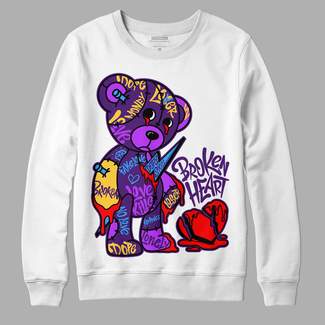 Field Purple 12s DopeSkill Sweatshirt Broken Heart Graphic
