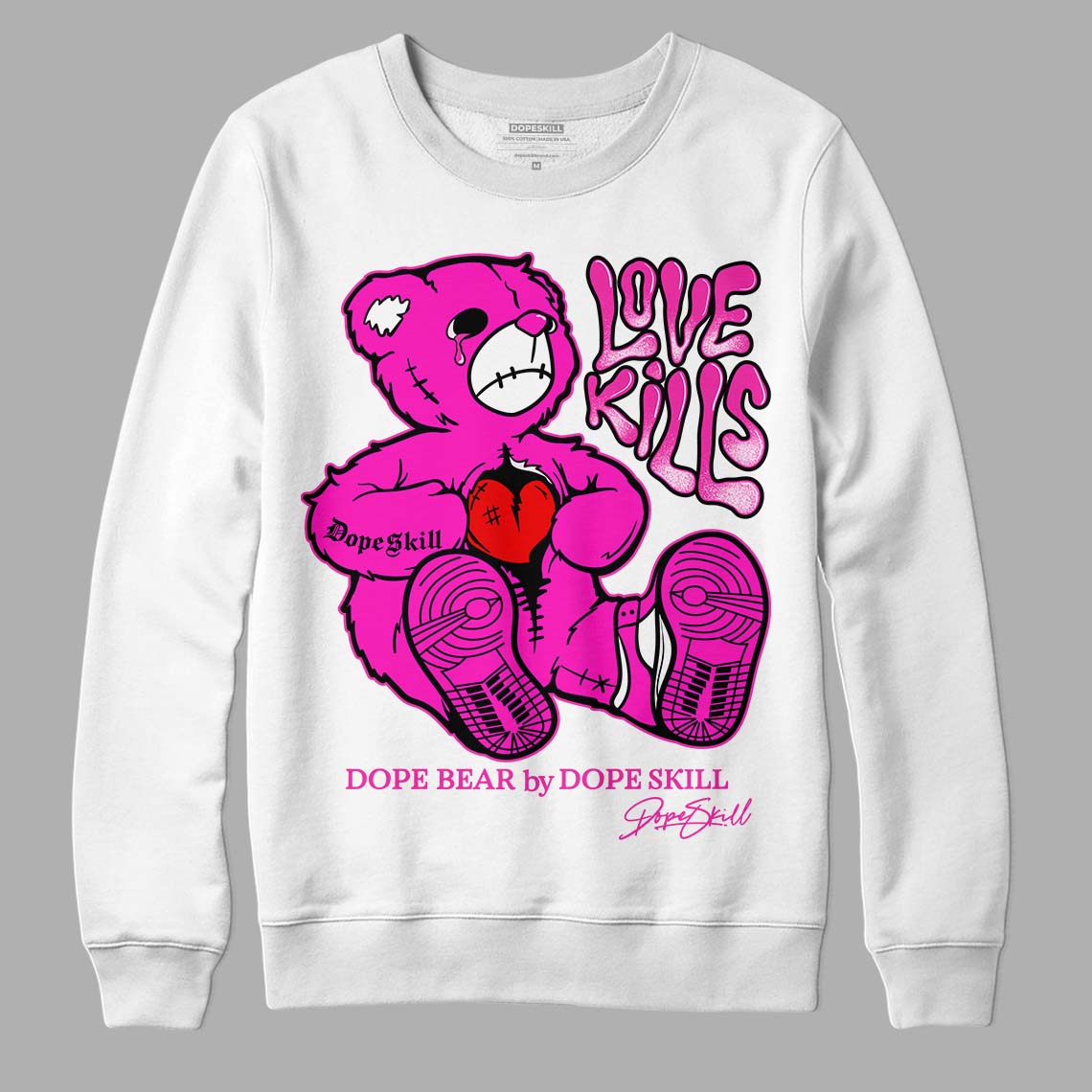 Dunk Low Active Fuchsia DopeSkill Sweatshirt Love Kills Graphic