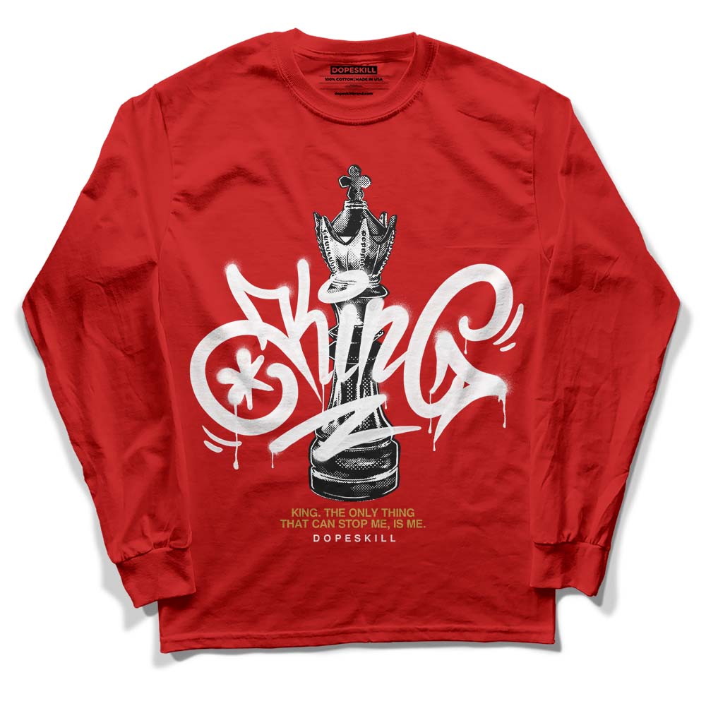 Red Collection DopeSkill Red Long Sleeve T-Shirt King Chess Graphic