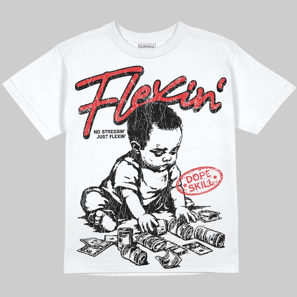 Red Cement 4s DopeSkill Oversize Print T-Shirt Flexin' Graphic