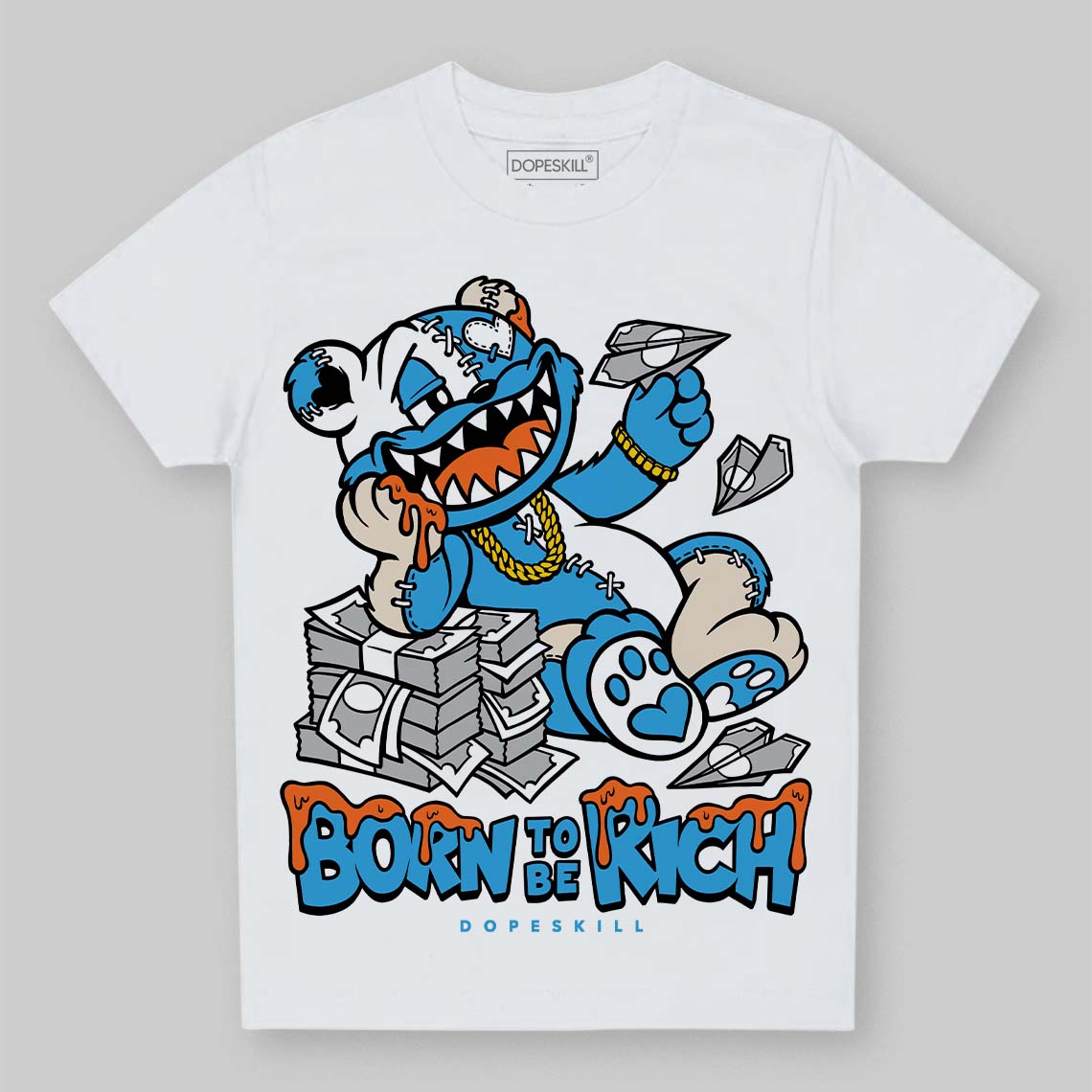 UNC Reimagined 1s DopeSkill Toddler Kids T-shirt Born To Be Rich Graphic