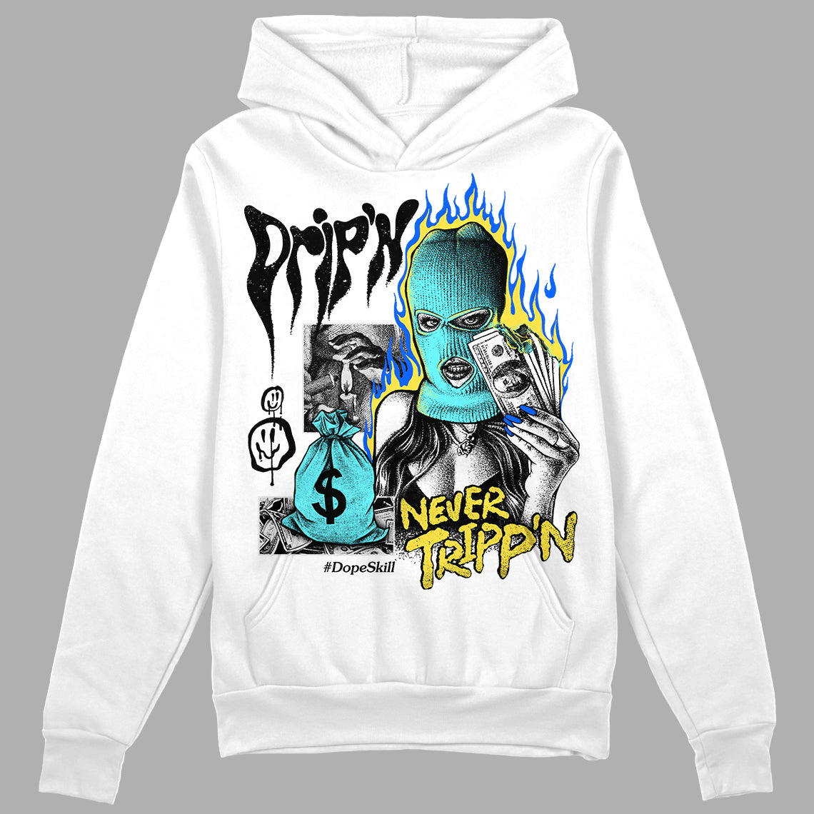Aqua 5s DopeSkill Hoodie Sweatshirt Drip'n Never Tripp'n Graphic