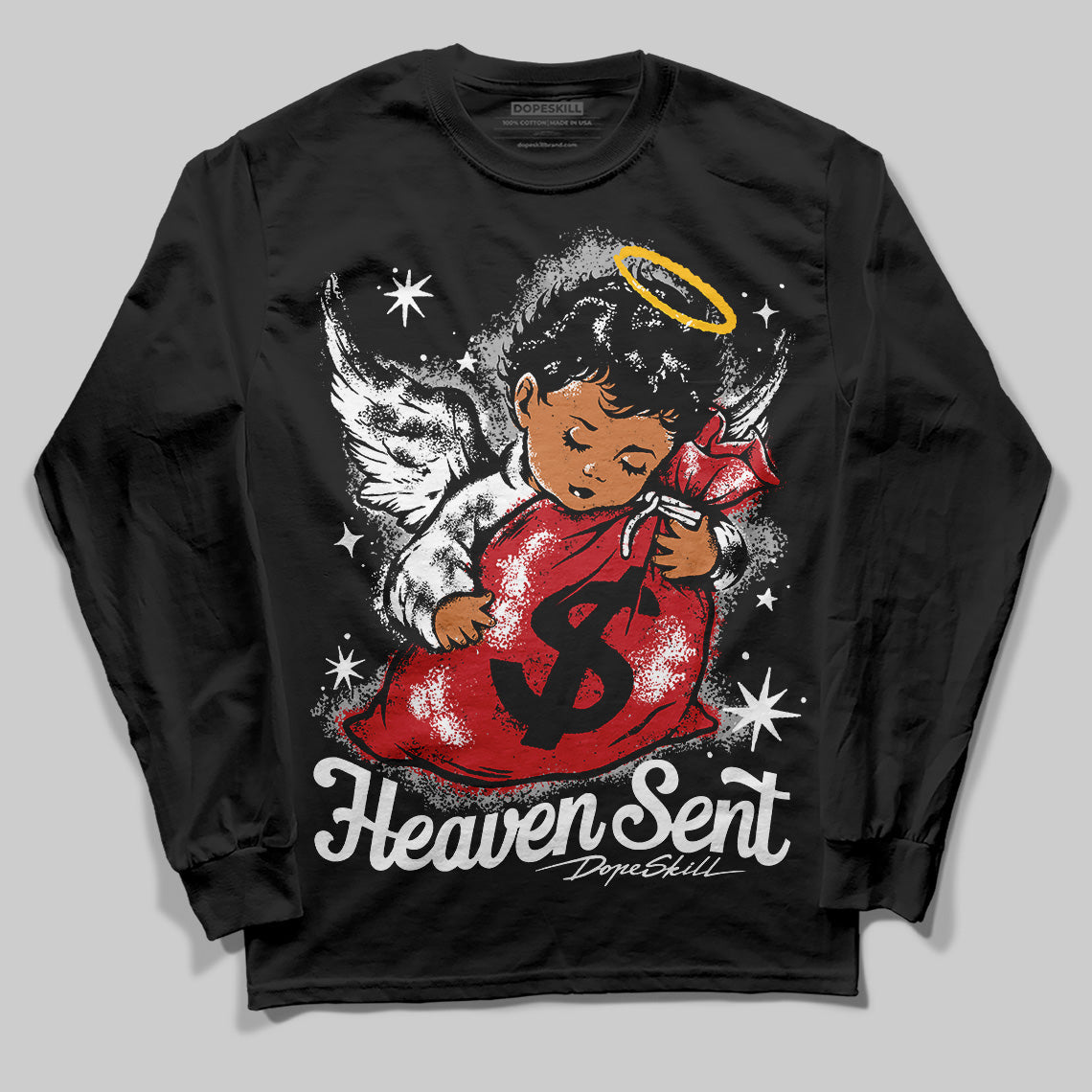 Bred Velvet 11s DopeSkill Long Sleeve T-Shirt Heaven Sent Graphic