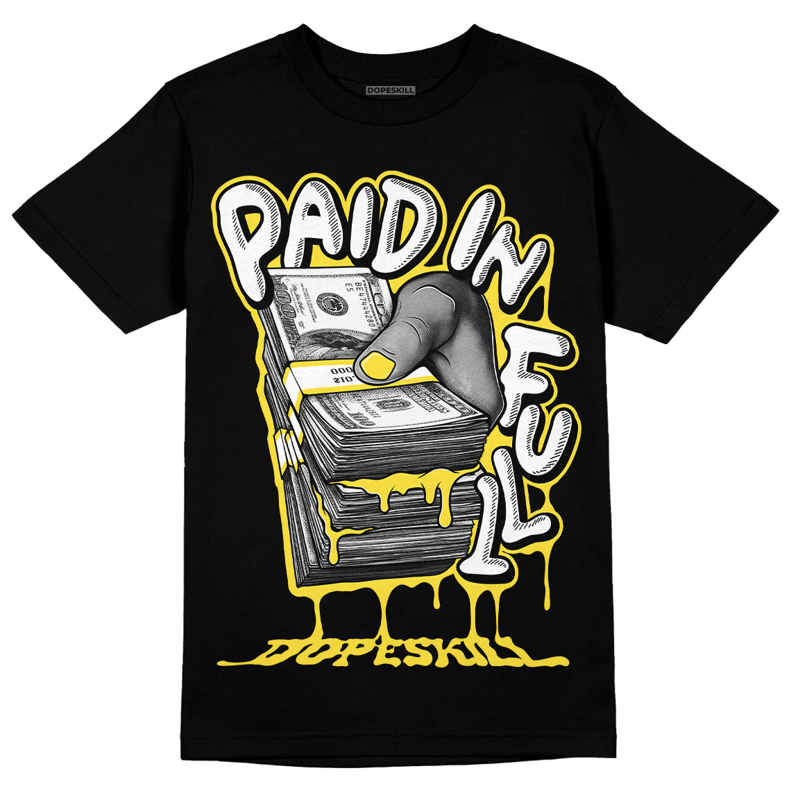 Yellow Snakeskin 11s DopeSkill T-Shirt Paid In Full Graphic