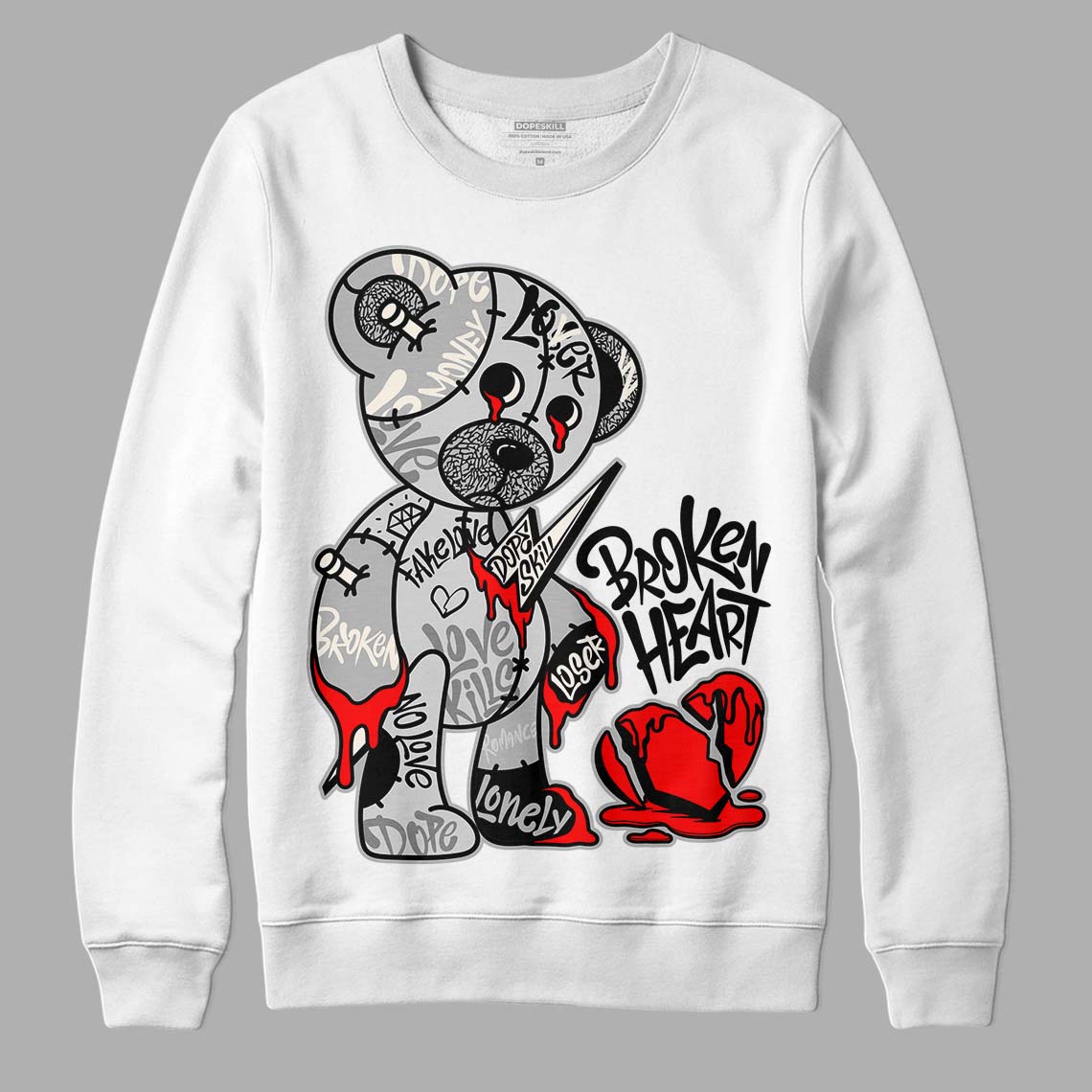 Off Noir 3s DopeSkill Sweatshirt Broken Heart Graphic
