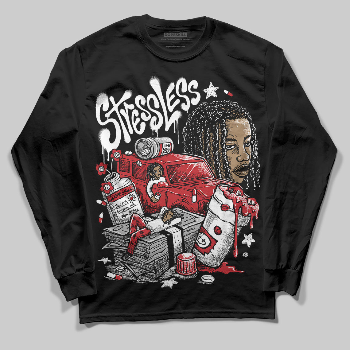 Bred 11s DopeSkill Long Sleeve T-Shirt Stressless Graphic