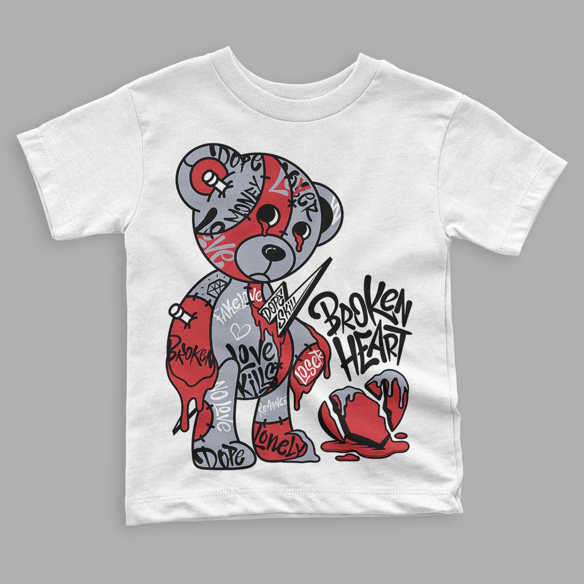 Bred Reimagined 4s DopeSkill Toddler Kids T-shirt Broken Heart Graphic