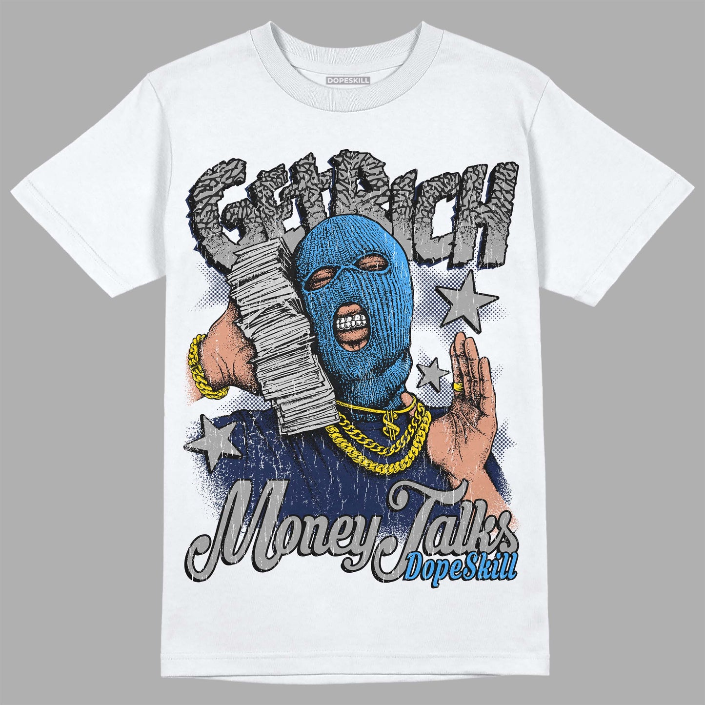 Midnight Navy 3s DopeSkill T-Shirt Get Rich Graphic