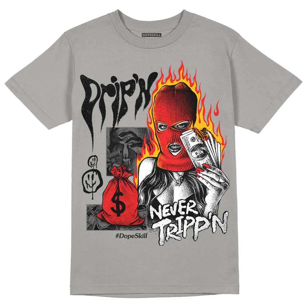Grey Collection DopeSkill Grey T-shirt Drip'n Never Tripp'n Graphic