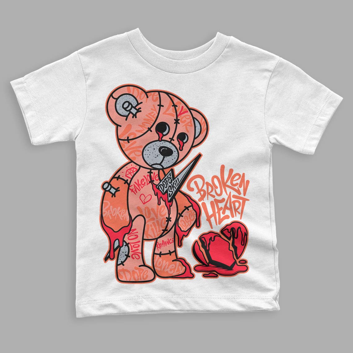Crimson Bliss 5s DopeSkill Toddler Kids T-shirt Broken Heart Graphic