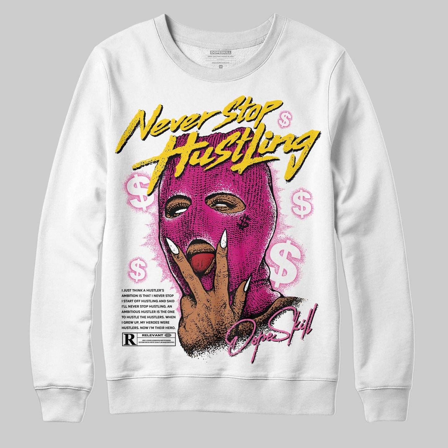 Rick RO Pink Leather Sneakers DopeSkill Sweatshirt Never Stop Hustling Graphic