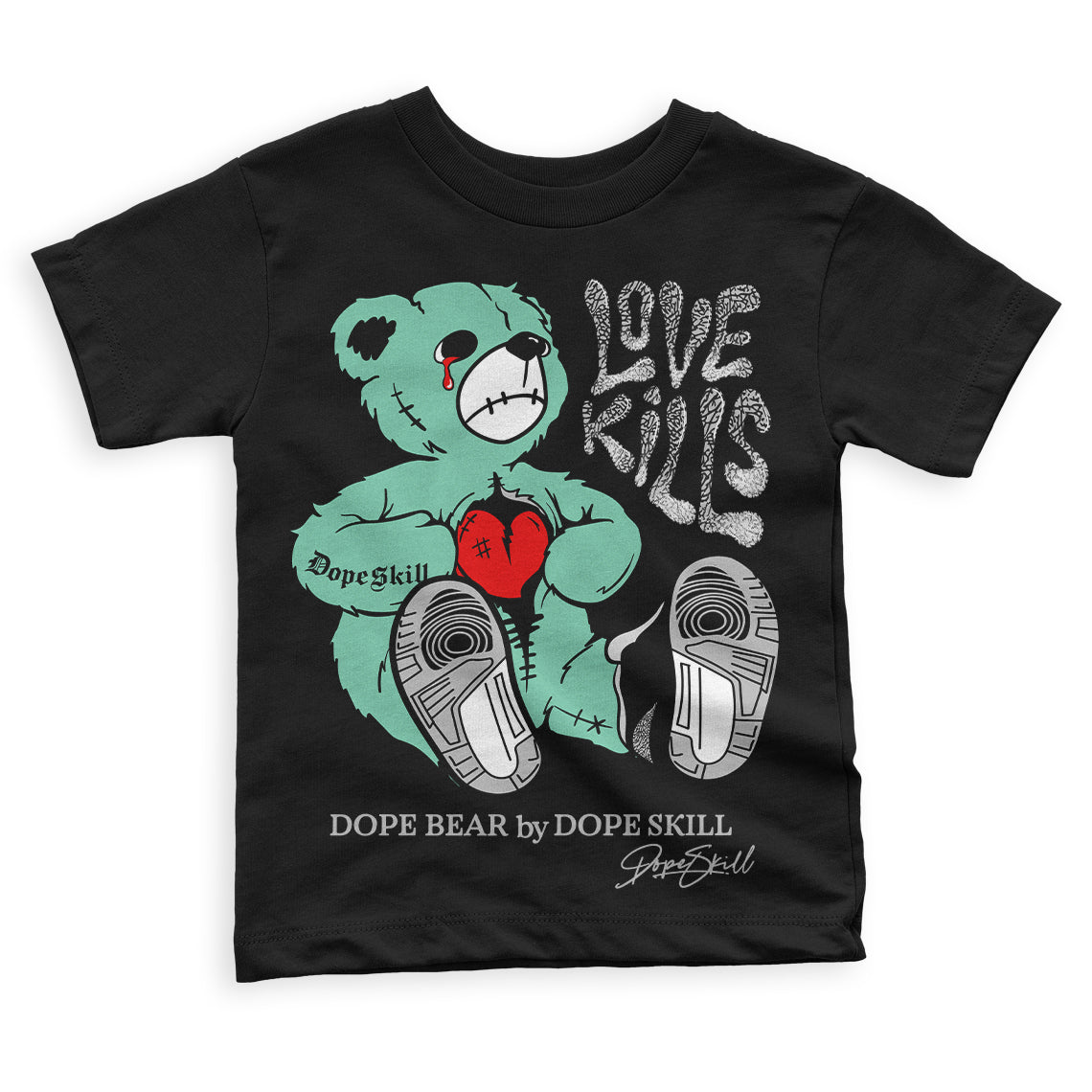 Green Glow 3s DopeSkill Toddler Kids T-shirt Love Kills Graphic