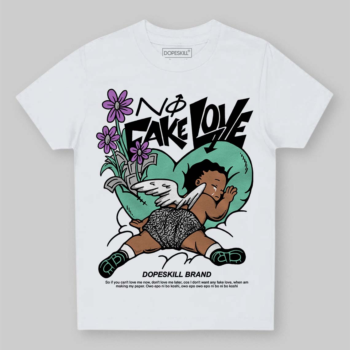 Green Glow 3s DopeSkill Toddler Kids T-shirt No Fake Love Graphic