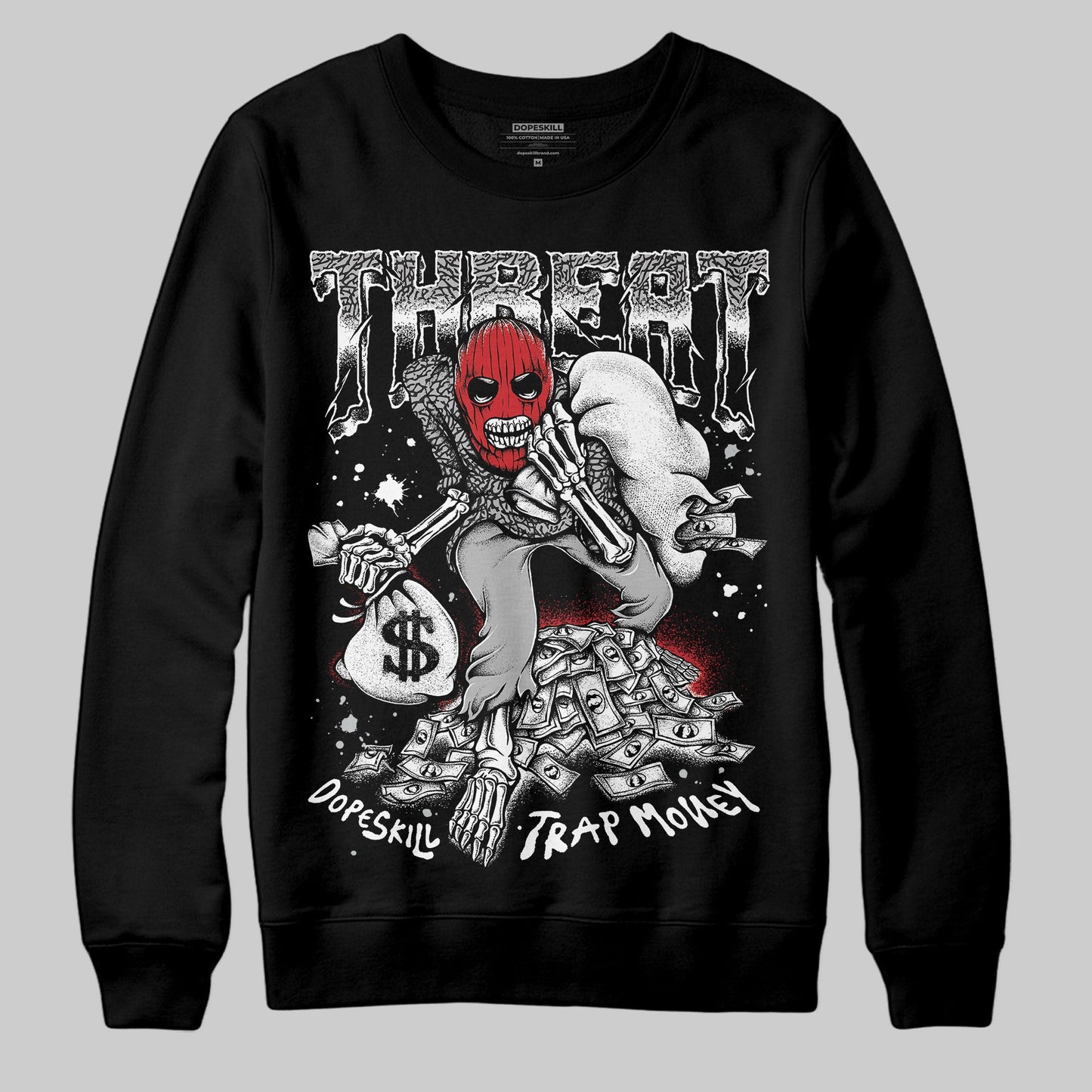 Black Cement 3s DopeSkill Sweatshirt Threat Graphic