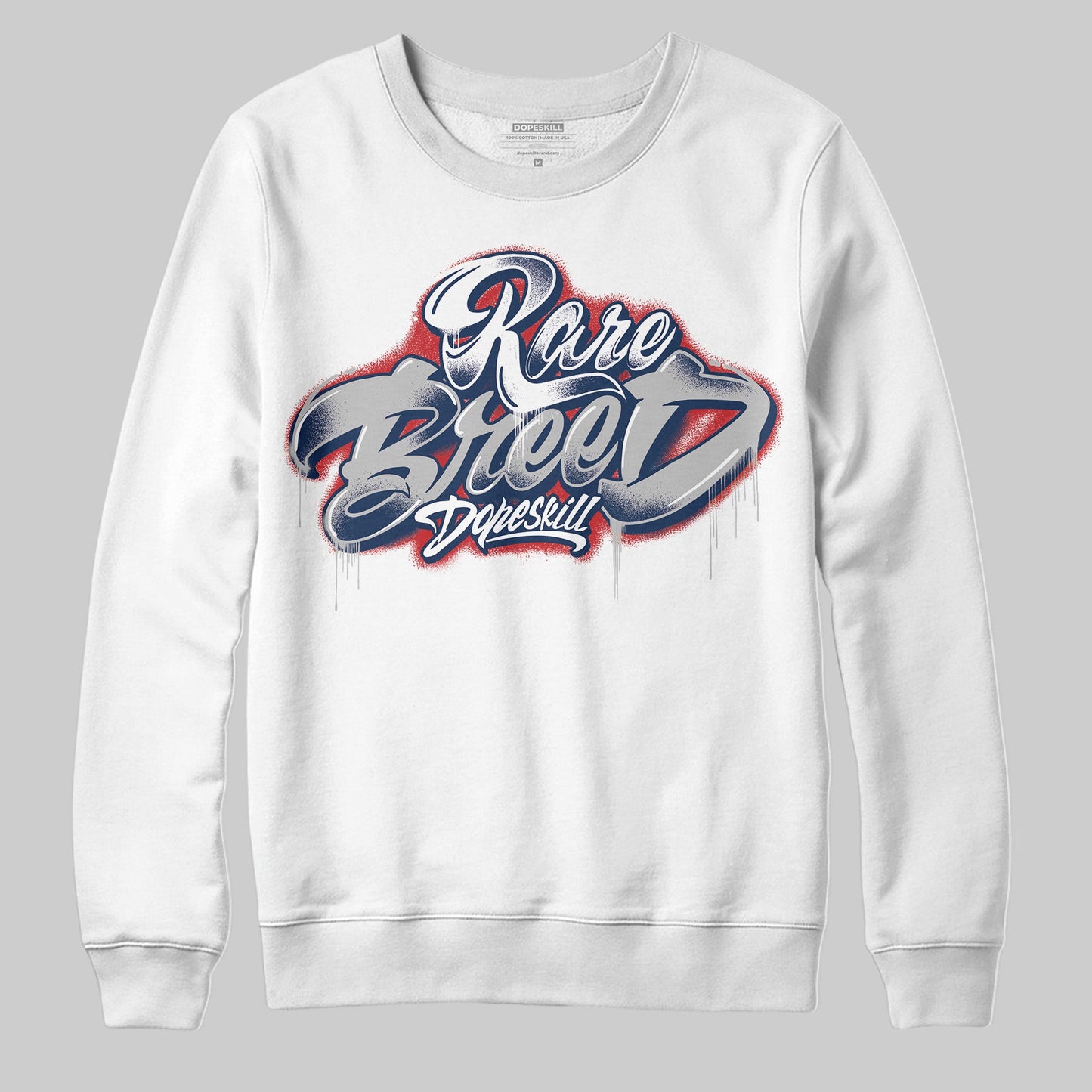Summit White Navy 4s DopeSkill Sweatshirt Rare Breed Type Graphic