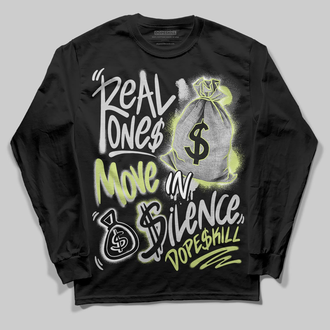Light Lemon Twist 4s DopeSkill Long Sleeve T-Shirt Real Ones Move In Silence Graphic