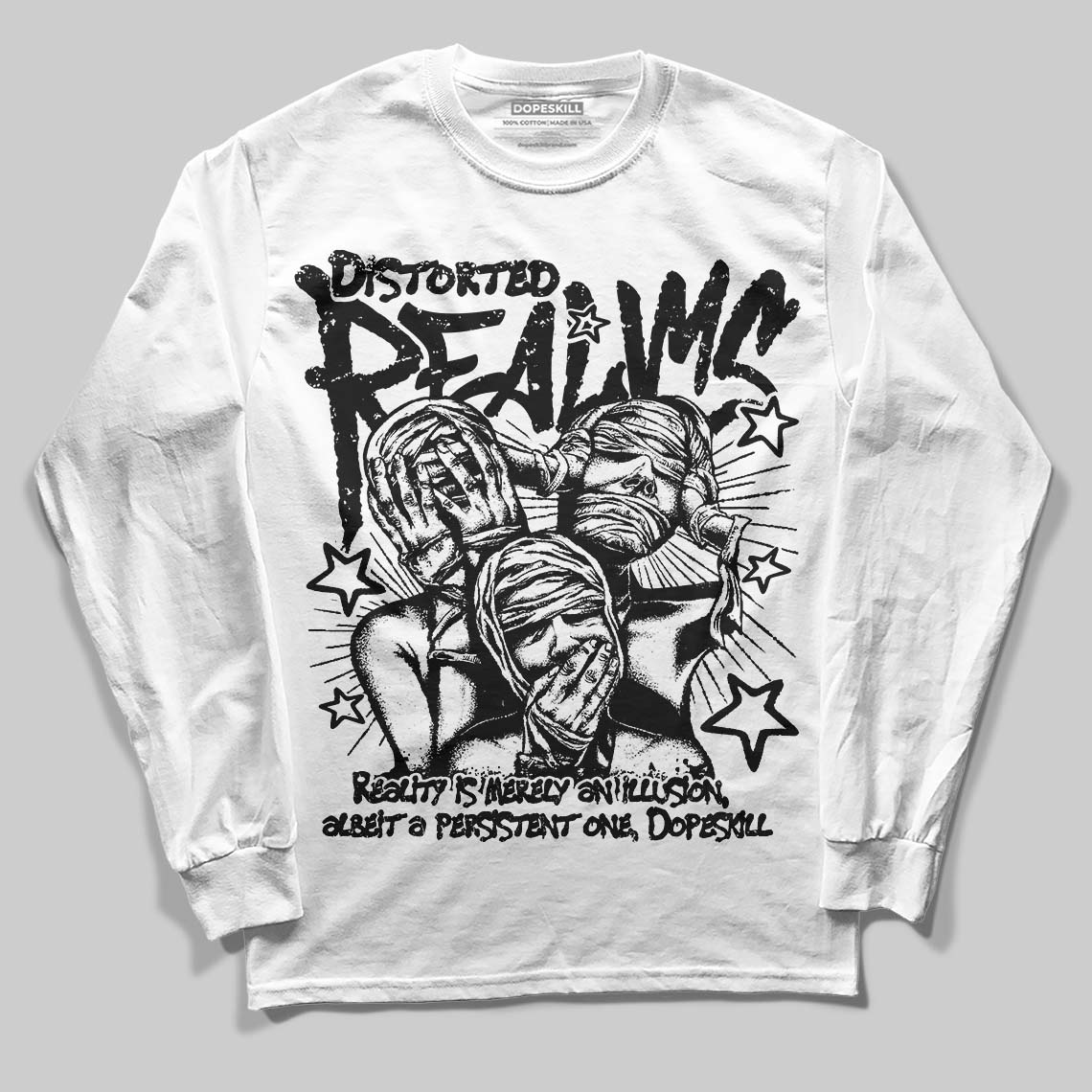Dunk Panda White Black DopeSkill Long Sleeve T-Shirt Distorted Realms Graphic