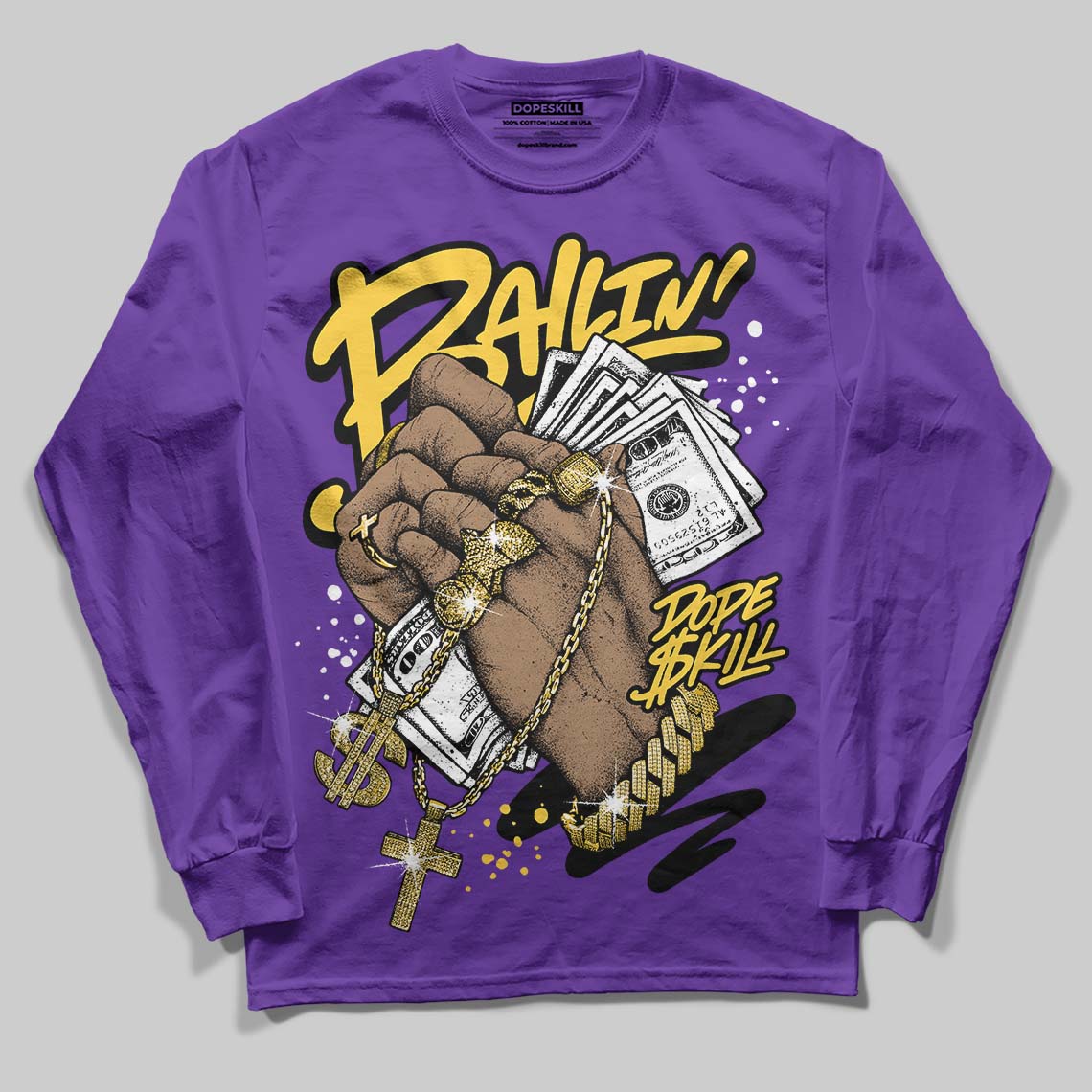 PURPLE Collection DopeSkill Long Sleeve T-Shirt Always Ballin' Graphic