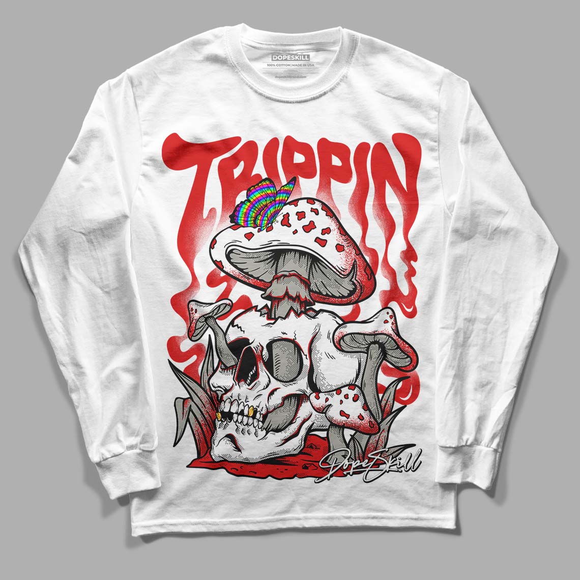 Fire Red 3s DopeSkill Long Sleeve T-Shirt Trippin Graphic