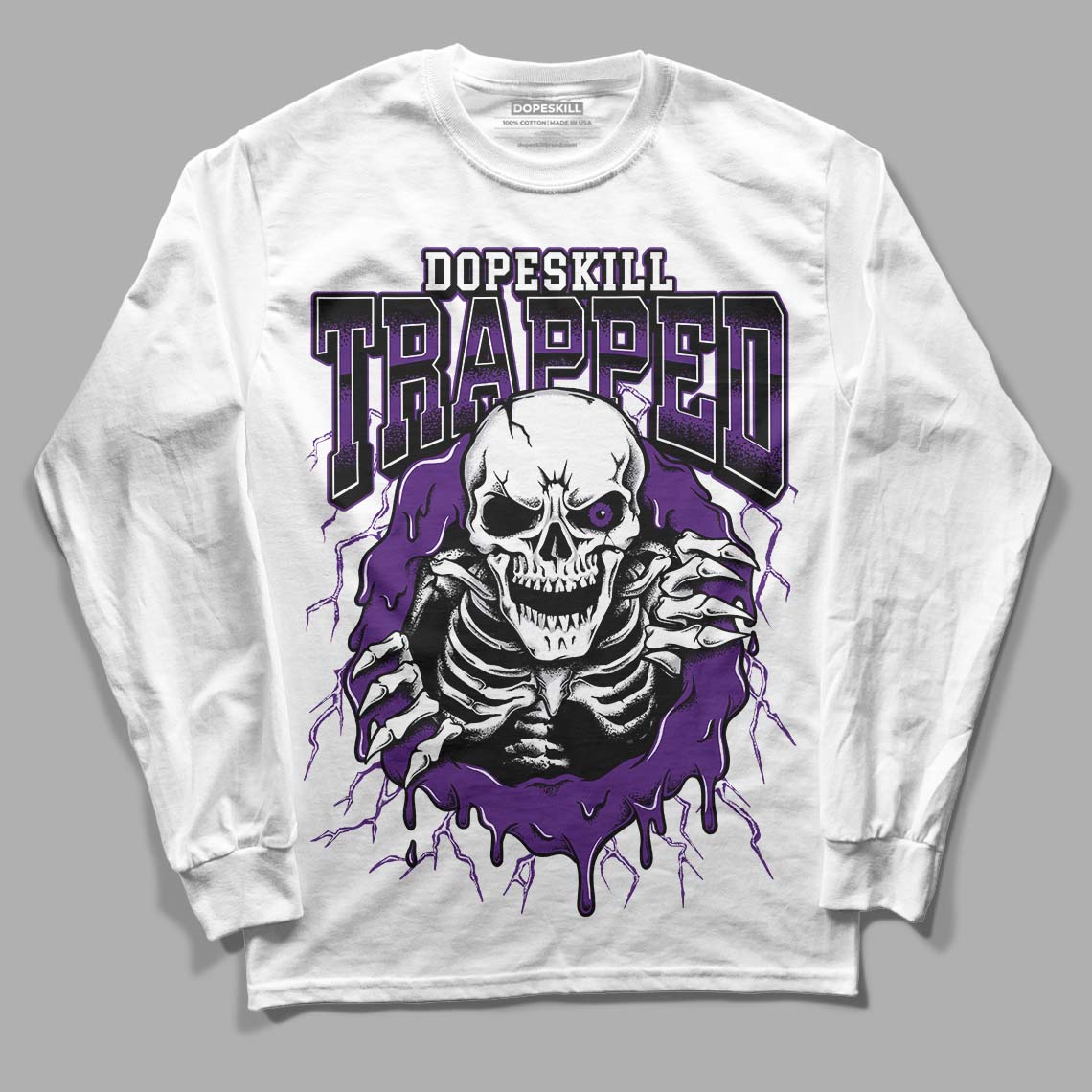 Field Purple 12s DopeSkill Long Sleeve T-Shirt Trapped Halloween Graphic