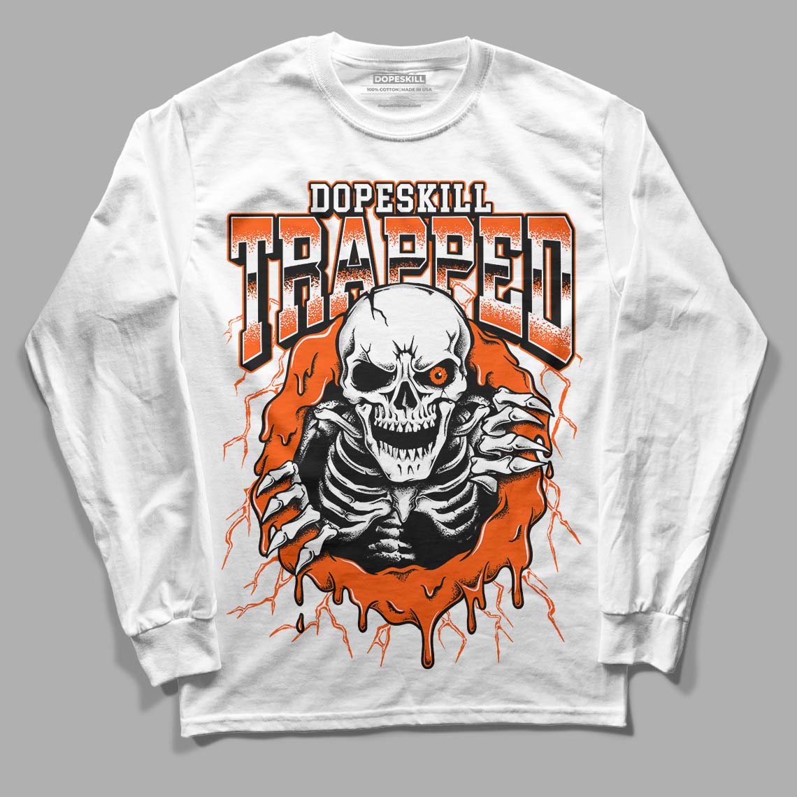 Orange Milk DopeSkill Long Sleeve T-Shirt Trapped Halloween Graphic