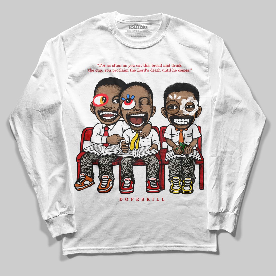 Fire Red 3s DopeSkill Long Sleeve T-Shirt First Sunday Graphic