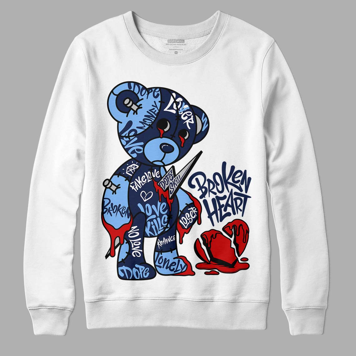 Midnight Navy 5s DopeSkill Sweatshirt Broken Heart Graphic