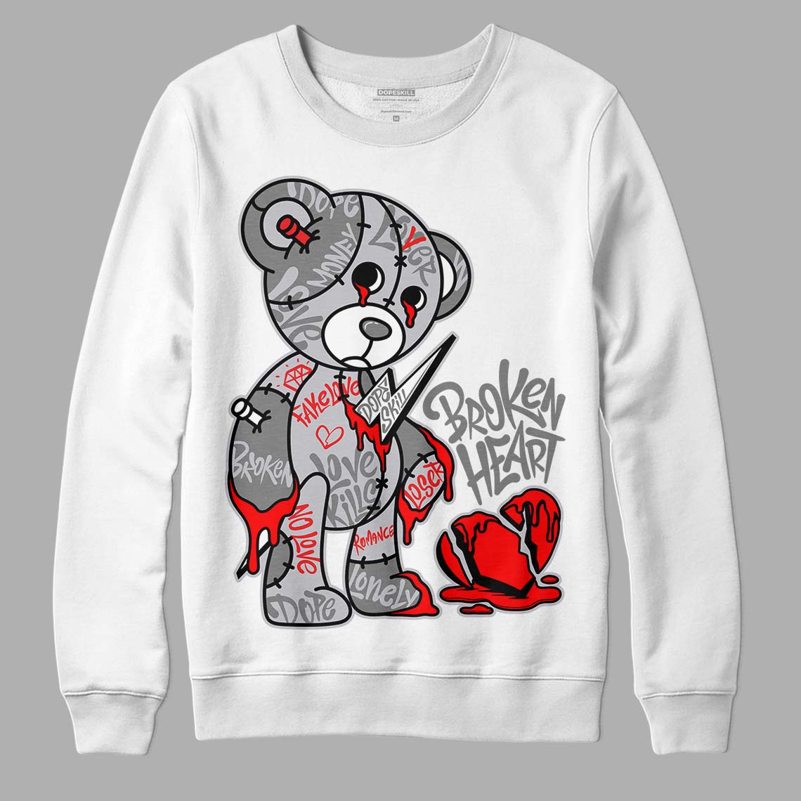 Grey Collection DopeSkill Sweatshirt Broken Heart Graphic