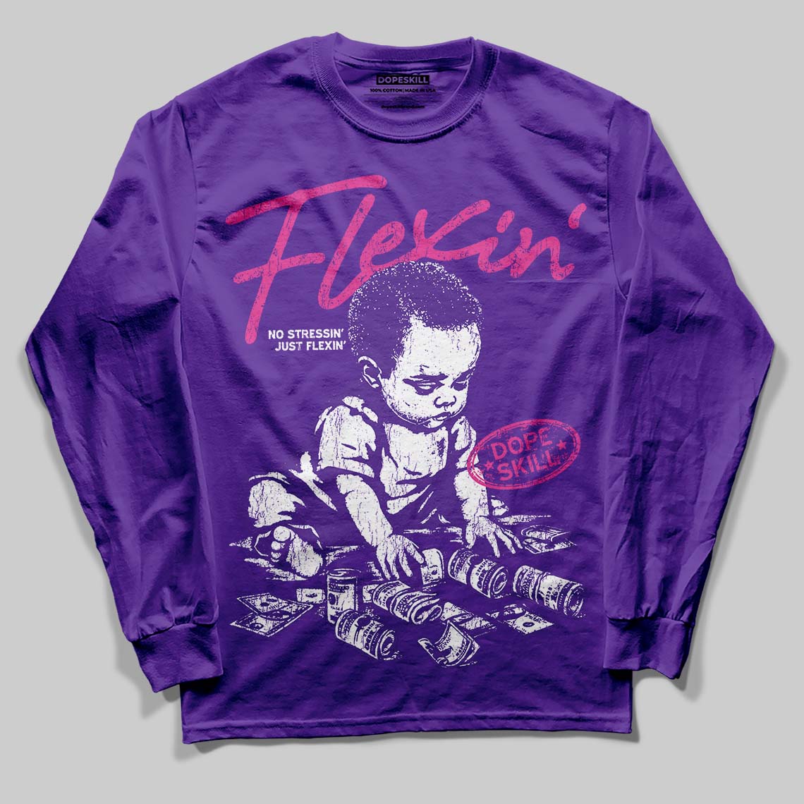 PURPLE Collection DopeSkill Long Sleeve T-Shirt Flexin' Graphic