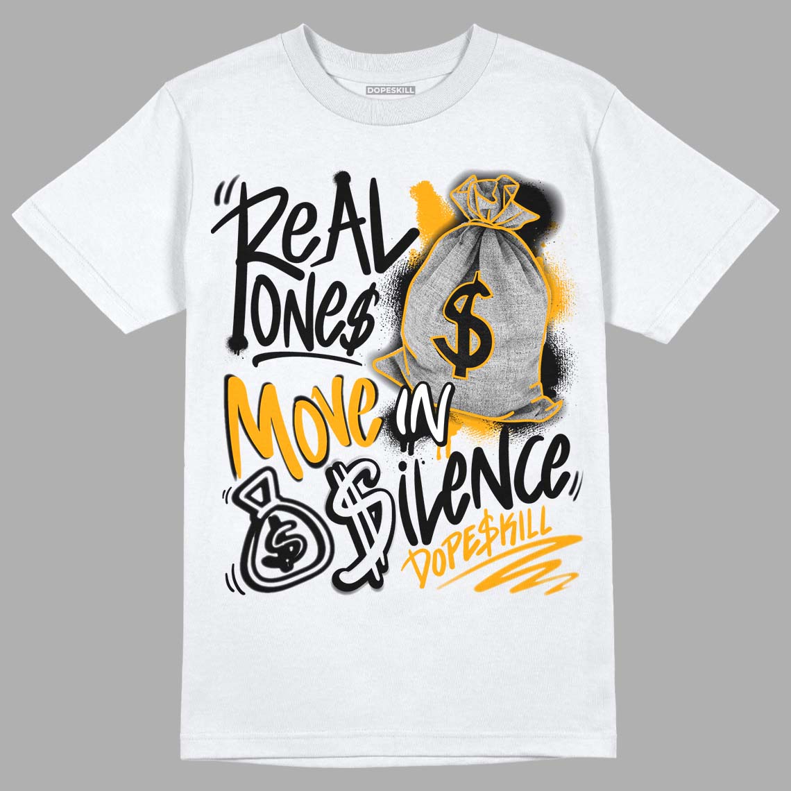 Black Taxi 12s DopeSkill T-Shirt Real Ones Move In Silence Graphic