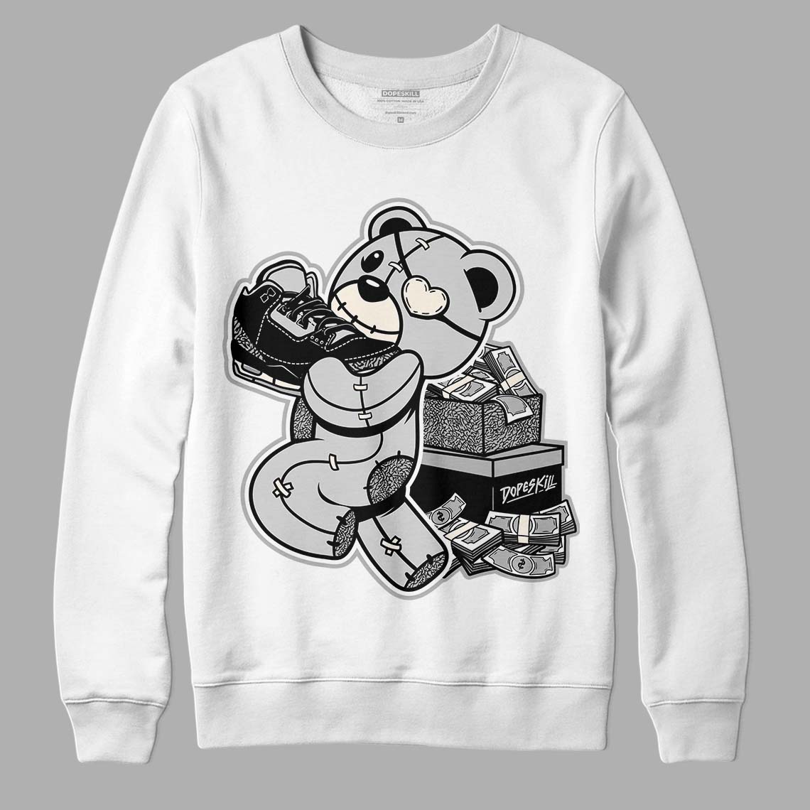 Off Noir 3s DopeSkill Sweatshirt Bear Steals Sneaker Graphic