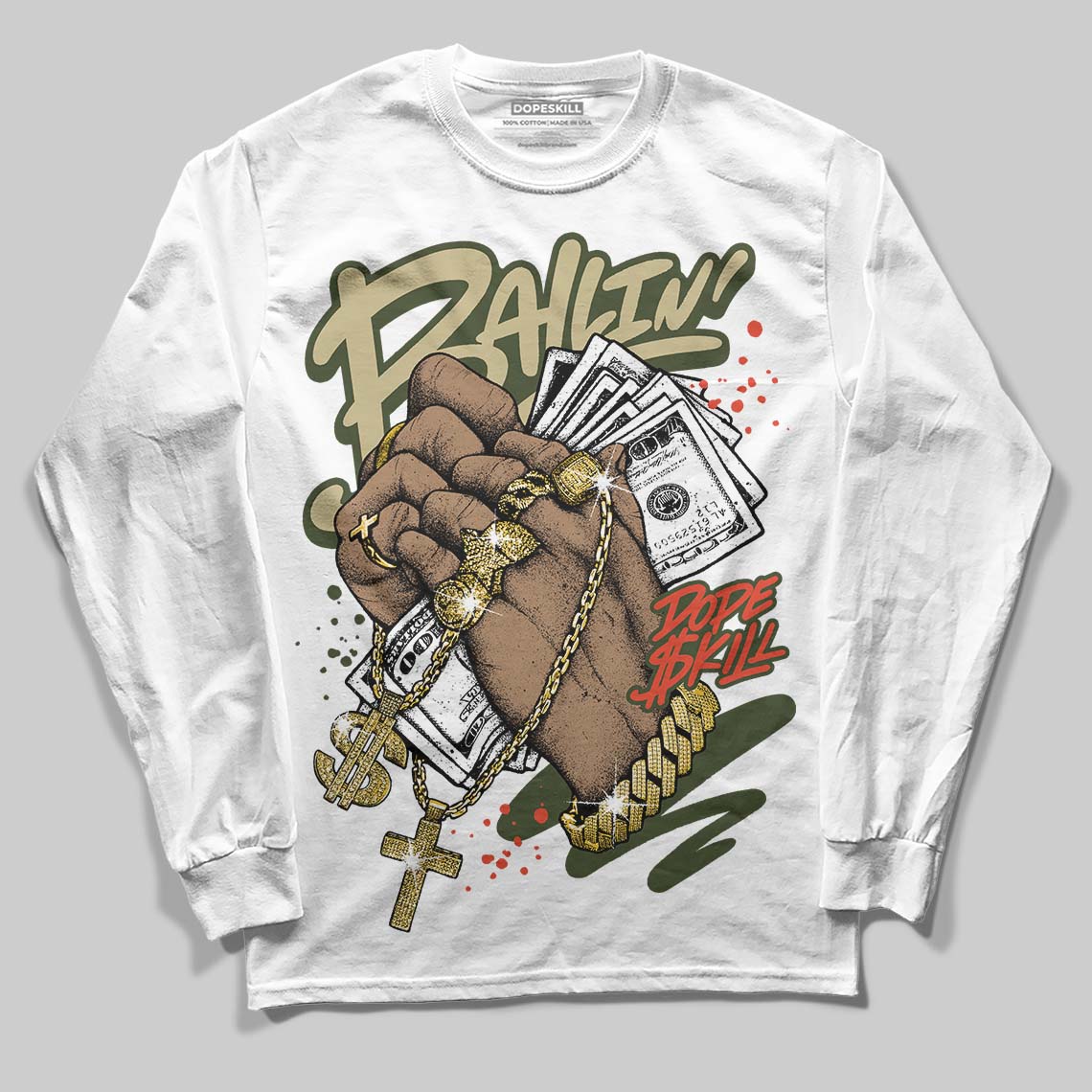 Olive Collection DopeSkill Long Sleeve T-Shirt Always Ballin' Graphic