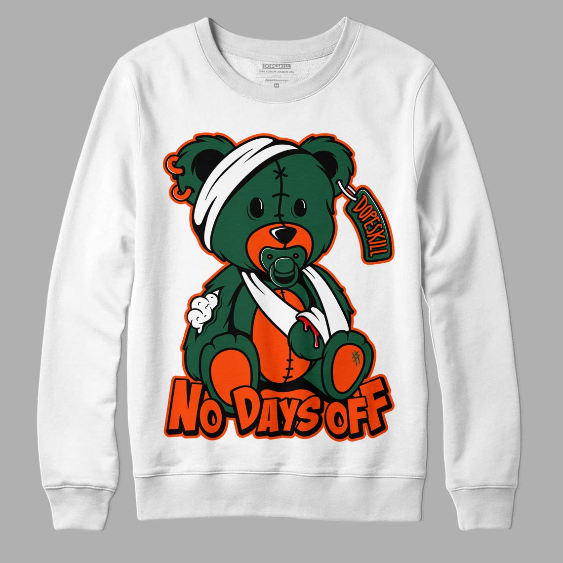 Dunk Low Team Dark Green Orange DopeSkill Sweatshirt Hurt Bear Graphic