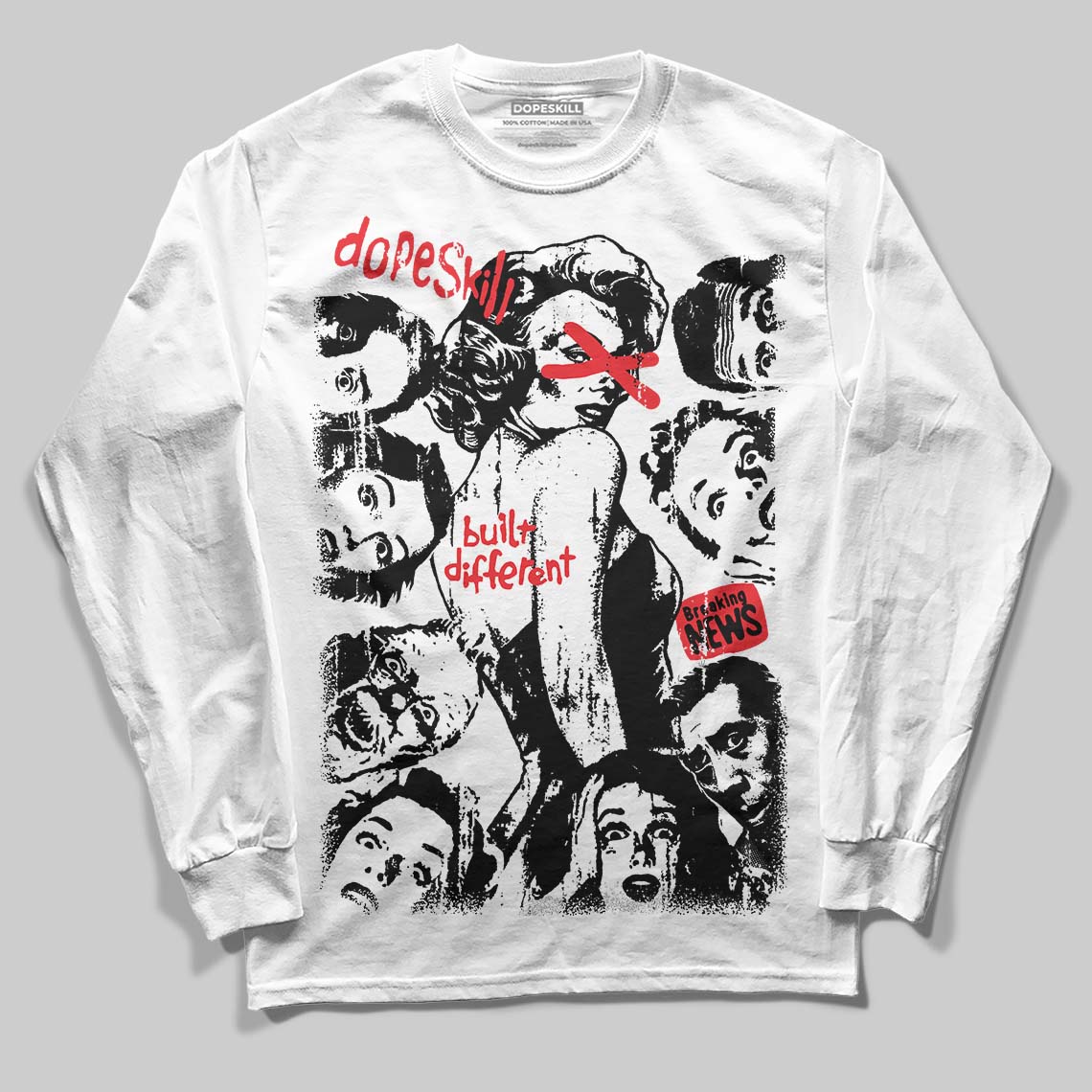 Black and White Collection DopeSkill Long Sleeve T-Shirt Built Different Graphic