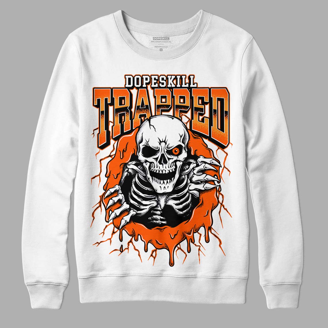 Brilliant Orange 12s DopeSkill Sweatshirt Trapped Halloween Graphic