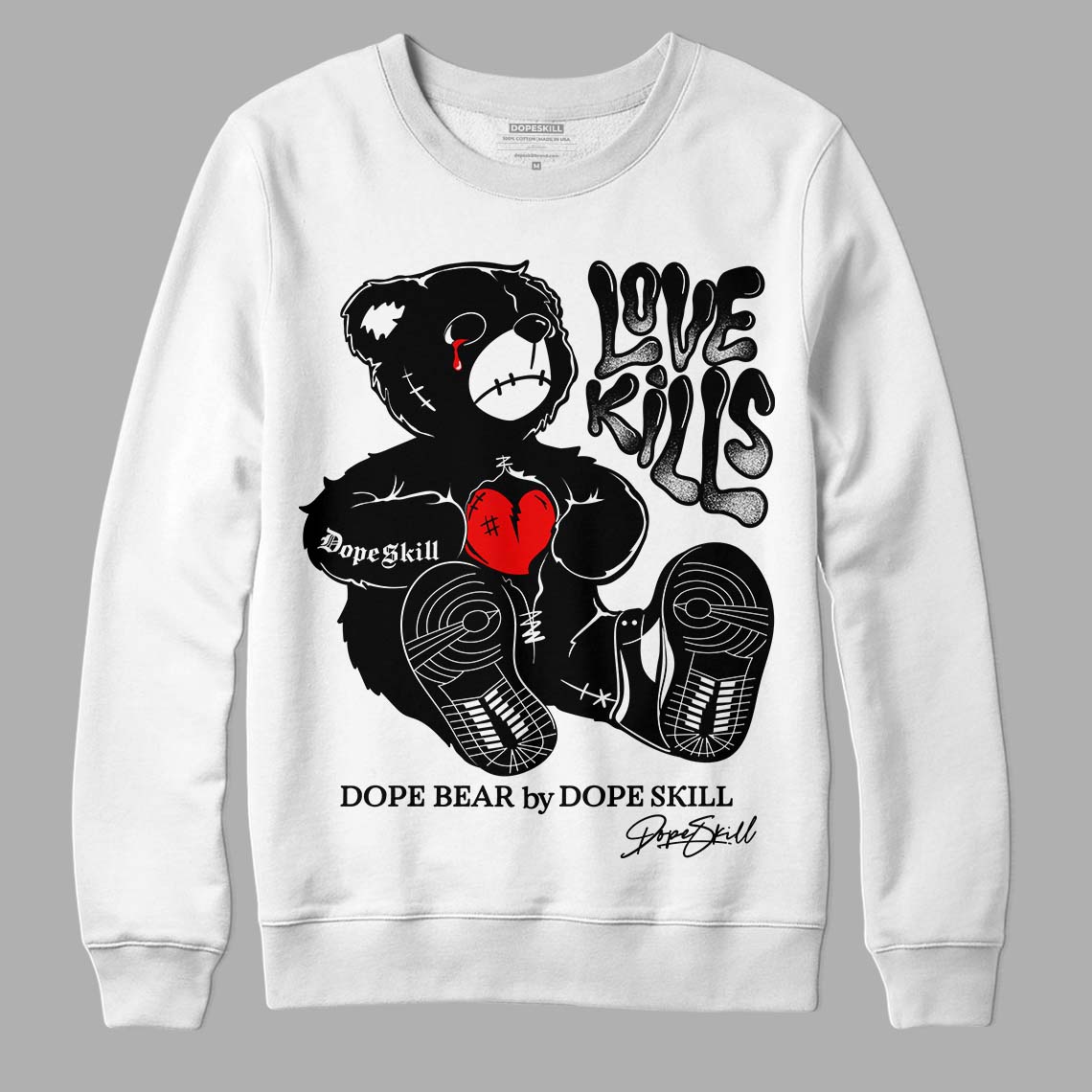 Dunk Low Panda White Black DopeSkill Sweatshirt Love Kills Graphic