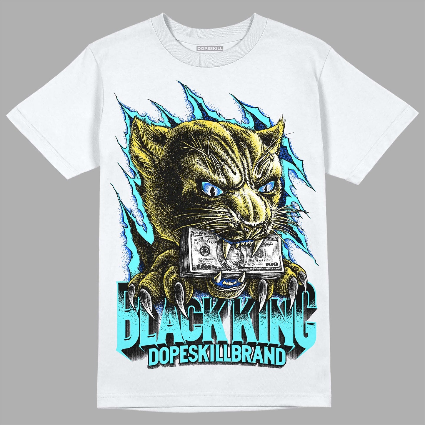 Aqua 5s DopeSkill T-Shirt Black King Graphic