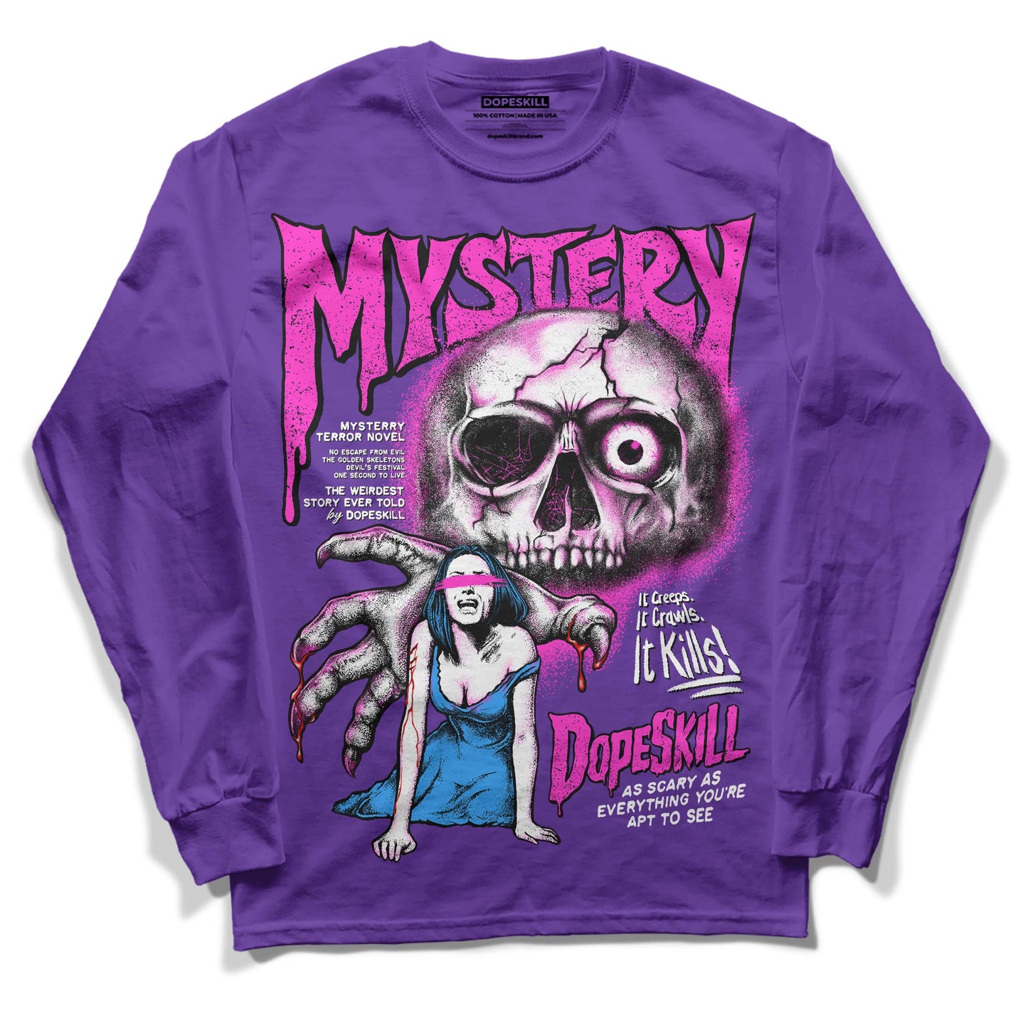 Court Purple 13s DopeSkill Purple Long Sleeve T-Shirt Mystery Ghostly Grasp Graphic