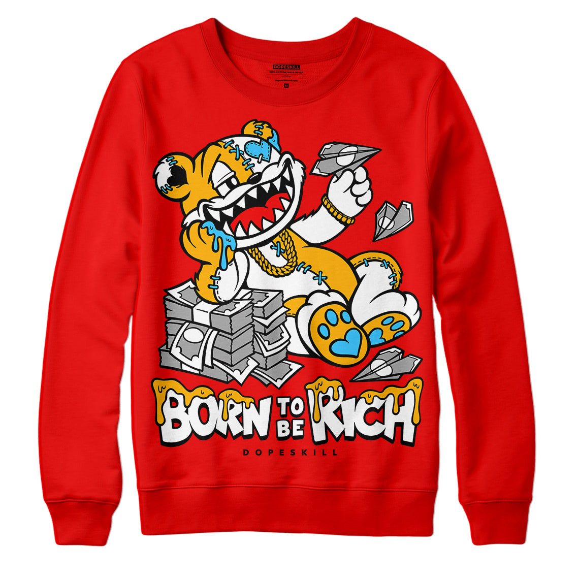 Red Collection DopeSkill Red Sweatshirt Born To Be Rich Graphic