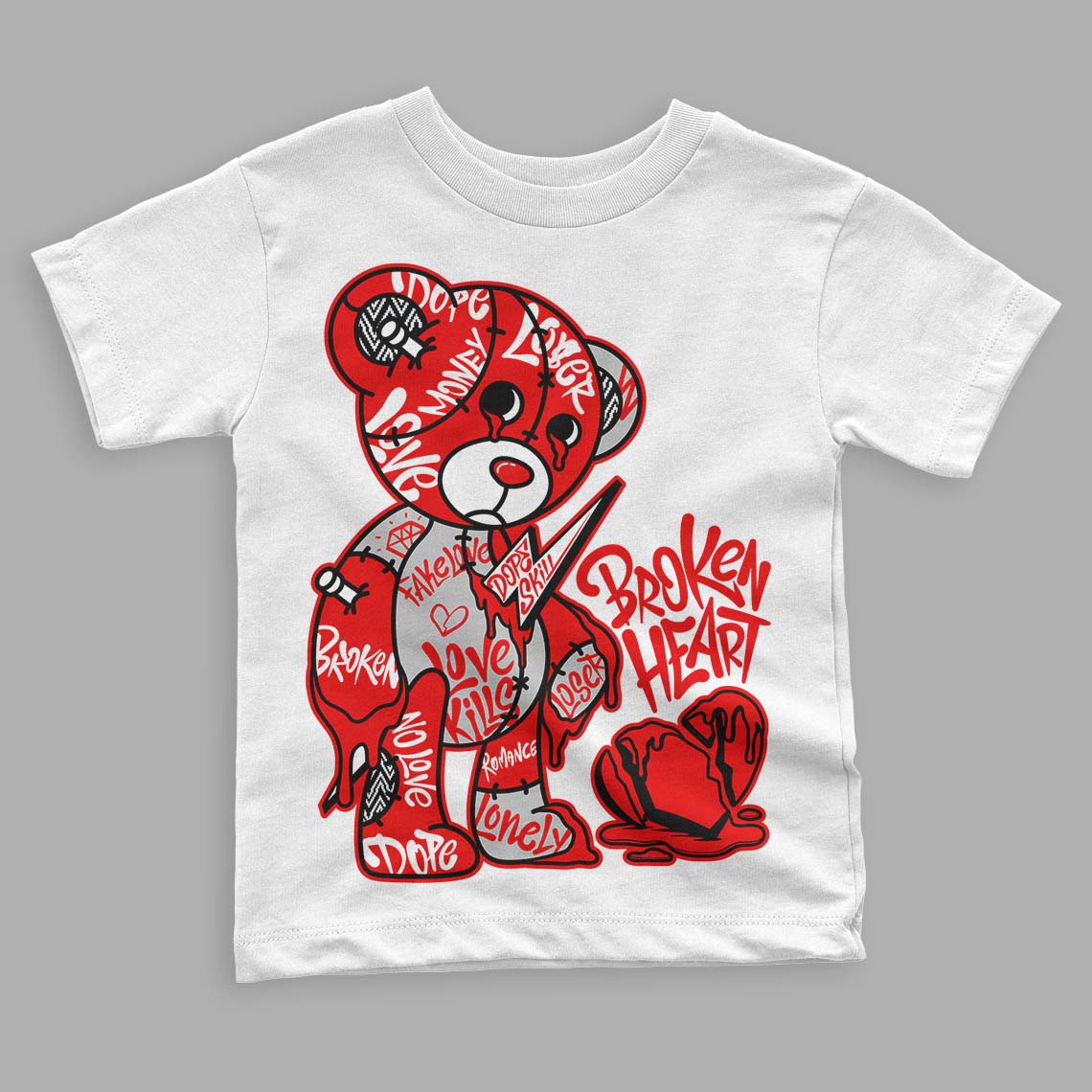 Cherry 12s DopeSkill Toddler Kids T-shirt Broken Heart Graphic