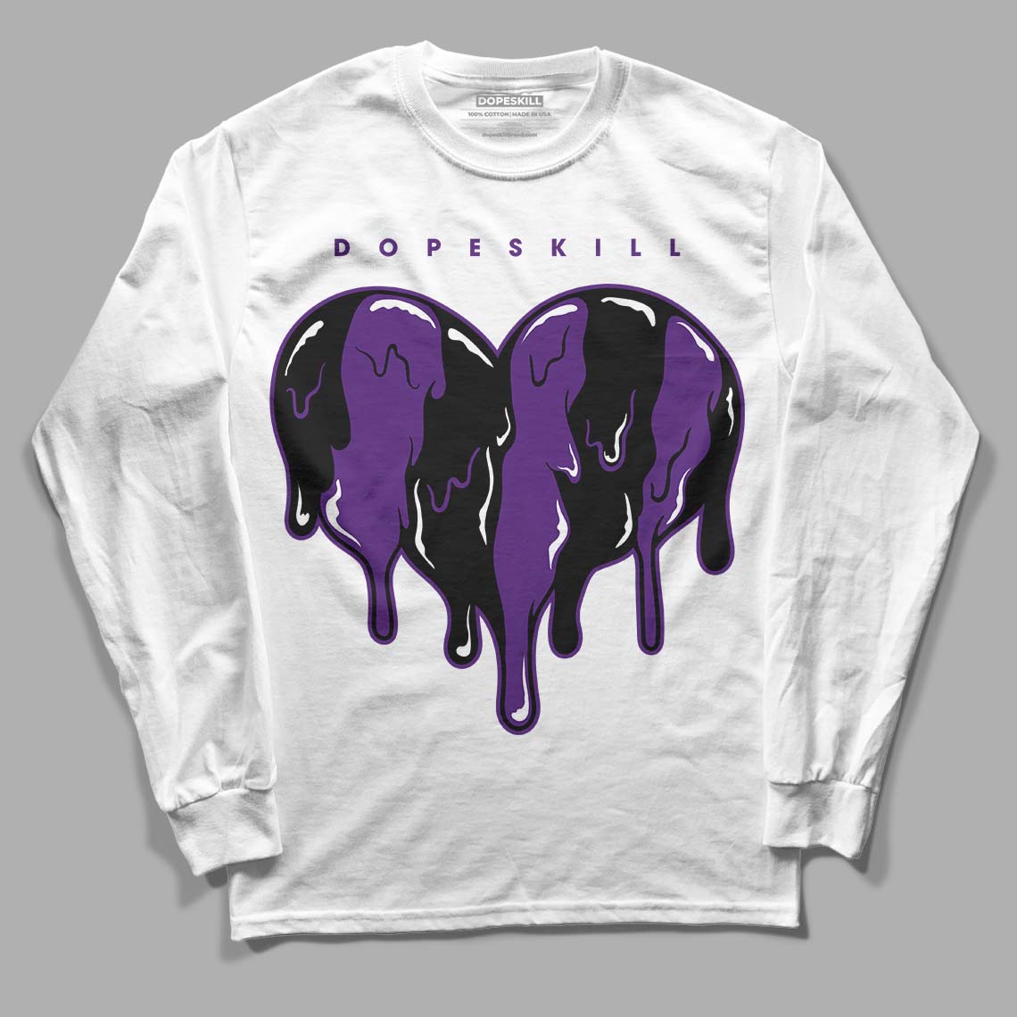 Field Purple 12s DopeSkill Long Sleeve T-Shirt Slime Drip Heart Graphic