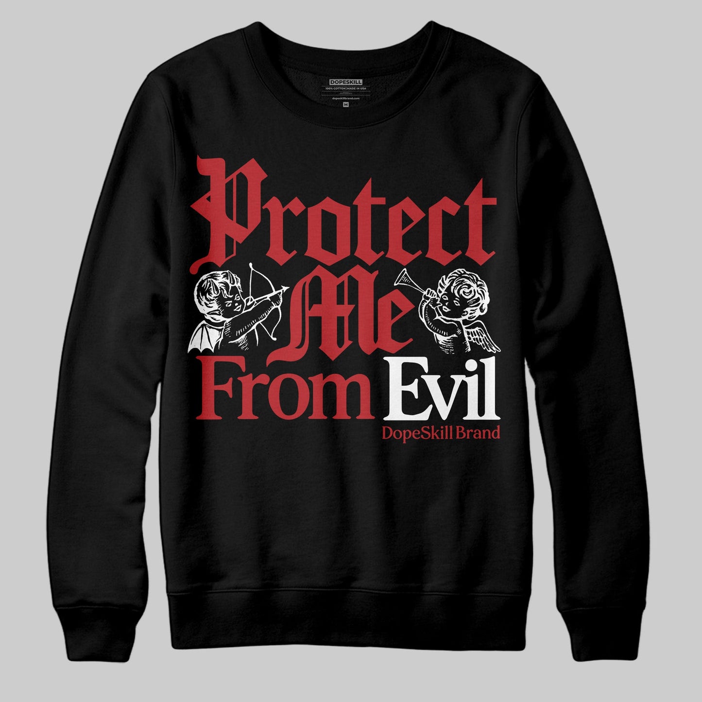 Flu Game 12s DopeSkill Sweatshirt Protect Me From Evil Graphic